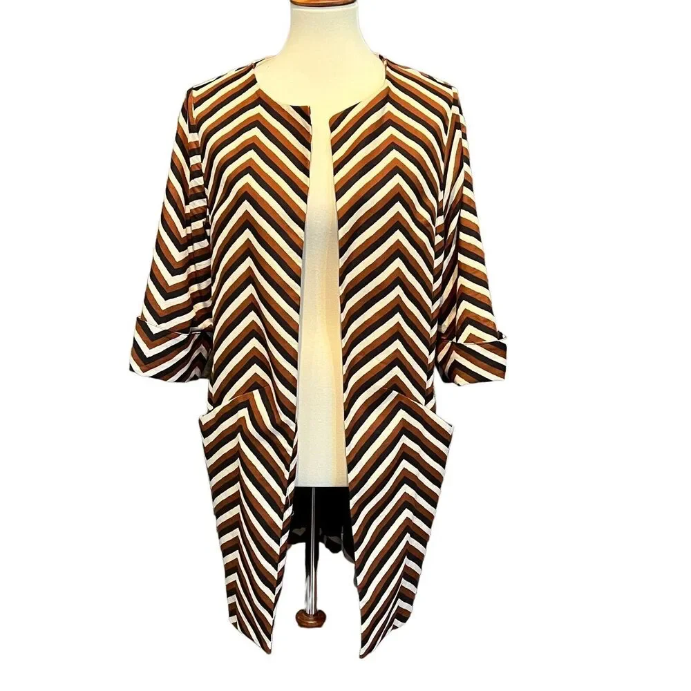 Eva Franco Anthropologie Oversized Cardigan Chevron Print Pockets Size XS / S - Picture 3 of 12